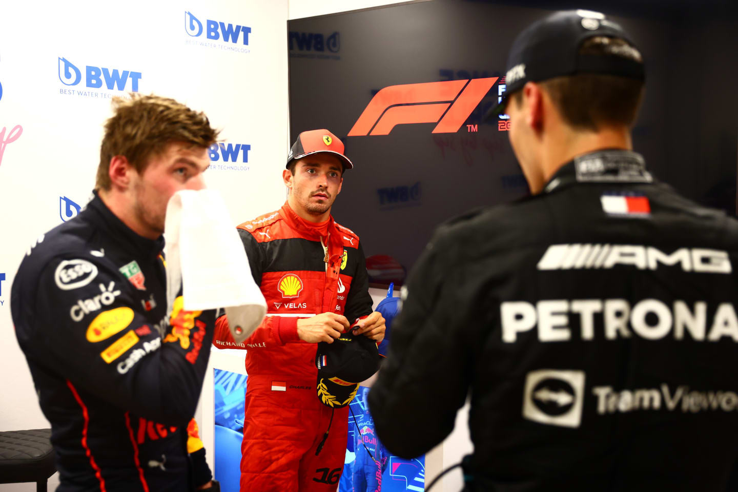 ZANDVOORT, NETHERLANDS - SEPTEMBER 04: Third placed Charles Leclerc of Monaco and Ferrari talks