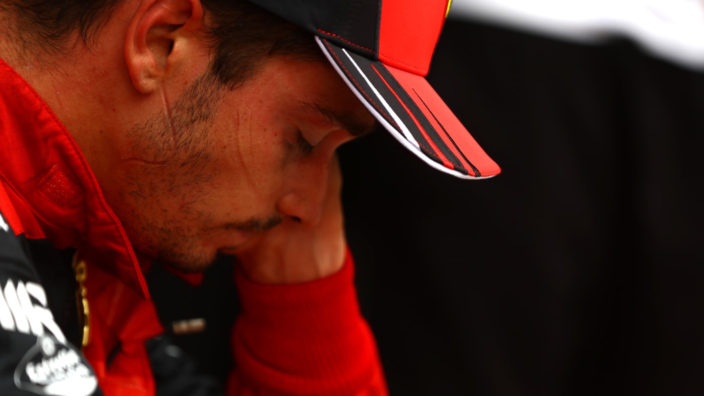 ZANDVOORT, NETHERLANDS - SEPTEMBER 04: Third placed Charles Leclerc of Monaco and Ferrari looks on