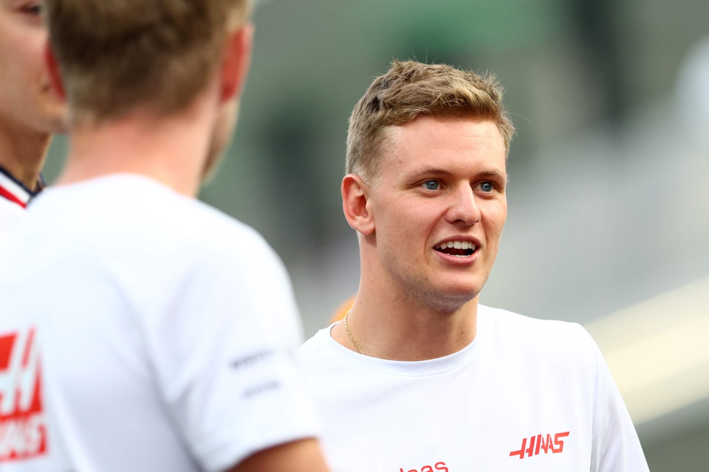 JEDDAH, SAUDI ARABIA - MARCH 27: Mick Schumacher of Germany and Haas F1 looks on from the drivers parade ahead of the F1 Grand Prix of Saudi Arabia at the Jeddah Corniche Circuit on March 27, 2022 in Jeddah, Saudi Arabia. (Photo by Clive Rose - Formula 1/Formula 1 via Getty Images)