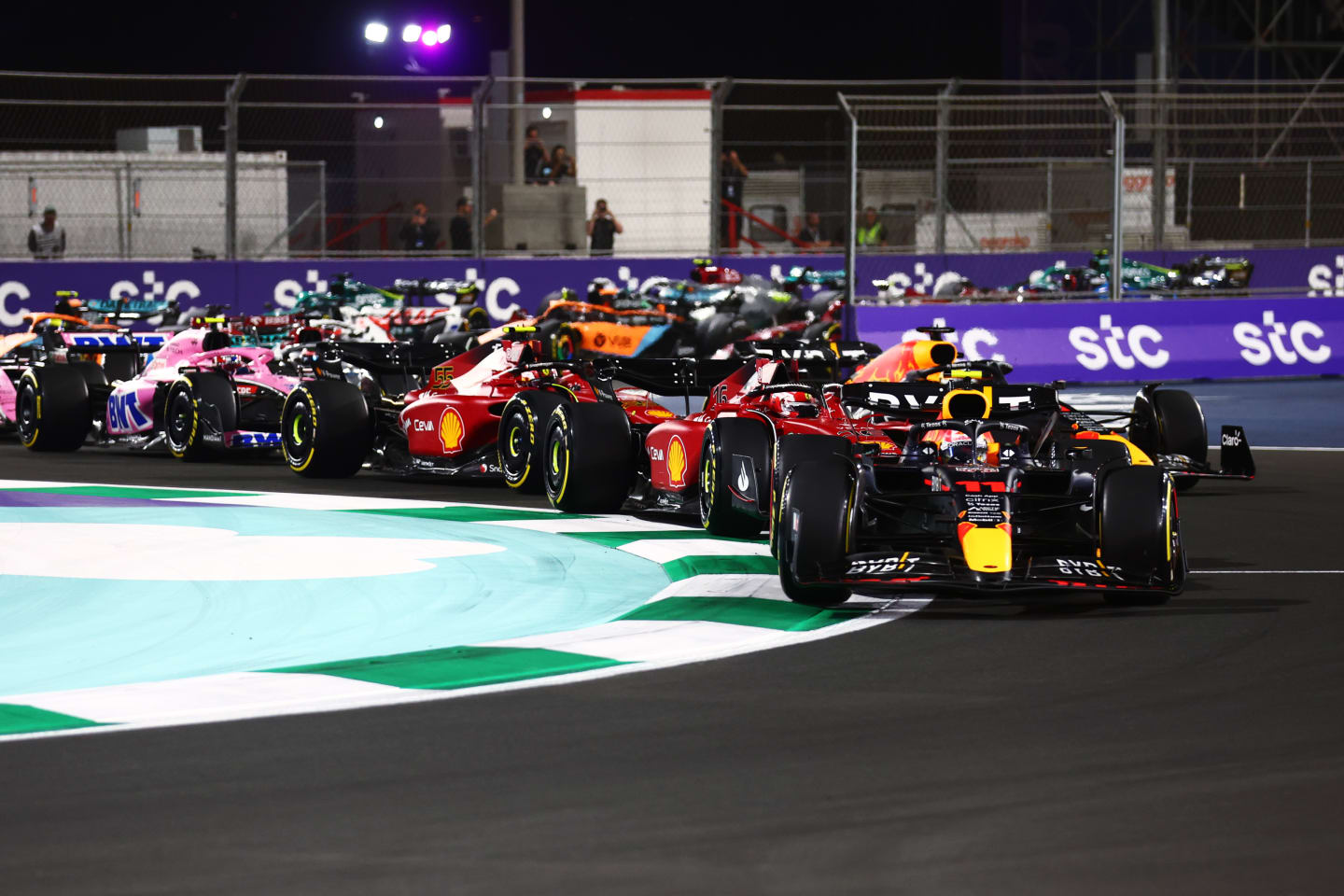 JEDDAH, SAUDI ARABIA - MARCH 27: Sergio Perez of Mexico driving the (11) Oracle Red Bull Racing