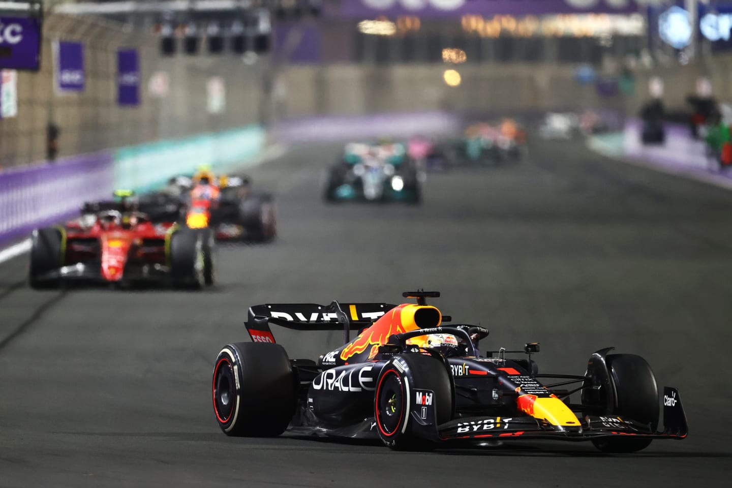 JEDDAH, SAUDI ARABIA - MARCH 27: Max Verstappen of the Netherlands driving the (1) Oracle Red Bull