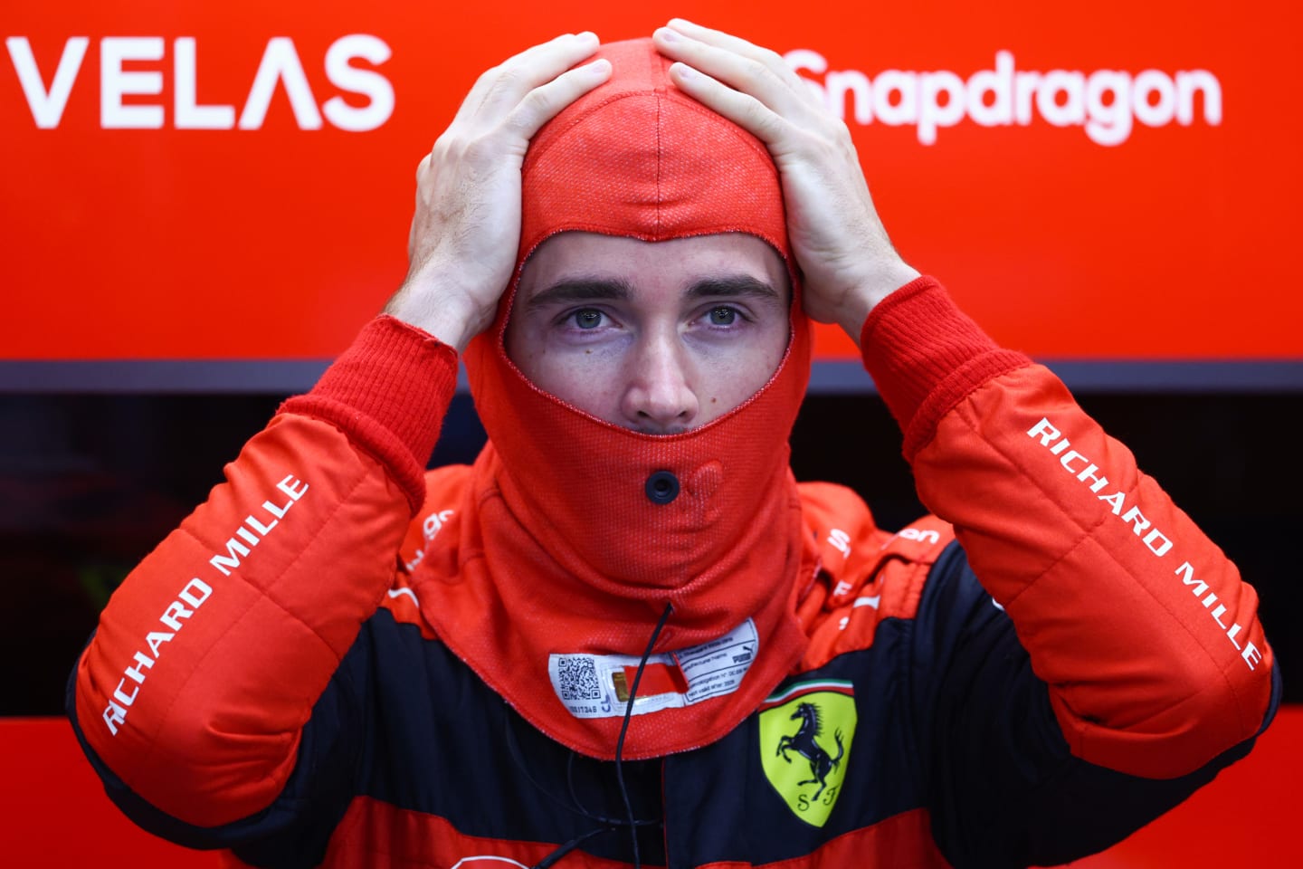 SINGAPORE, SINGAPORE - SEPTEMBER 30: Charles Leclerc of Monaco and Ferrari prepares to drive in the