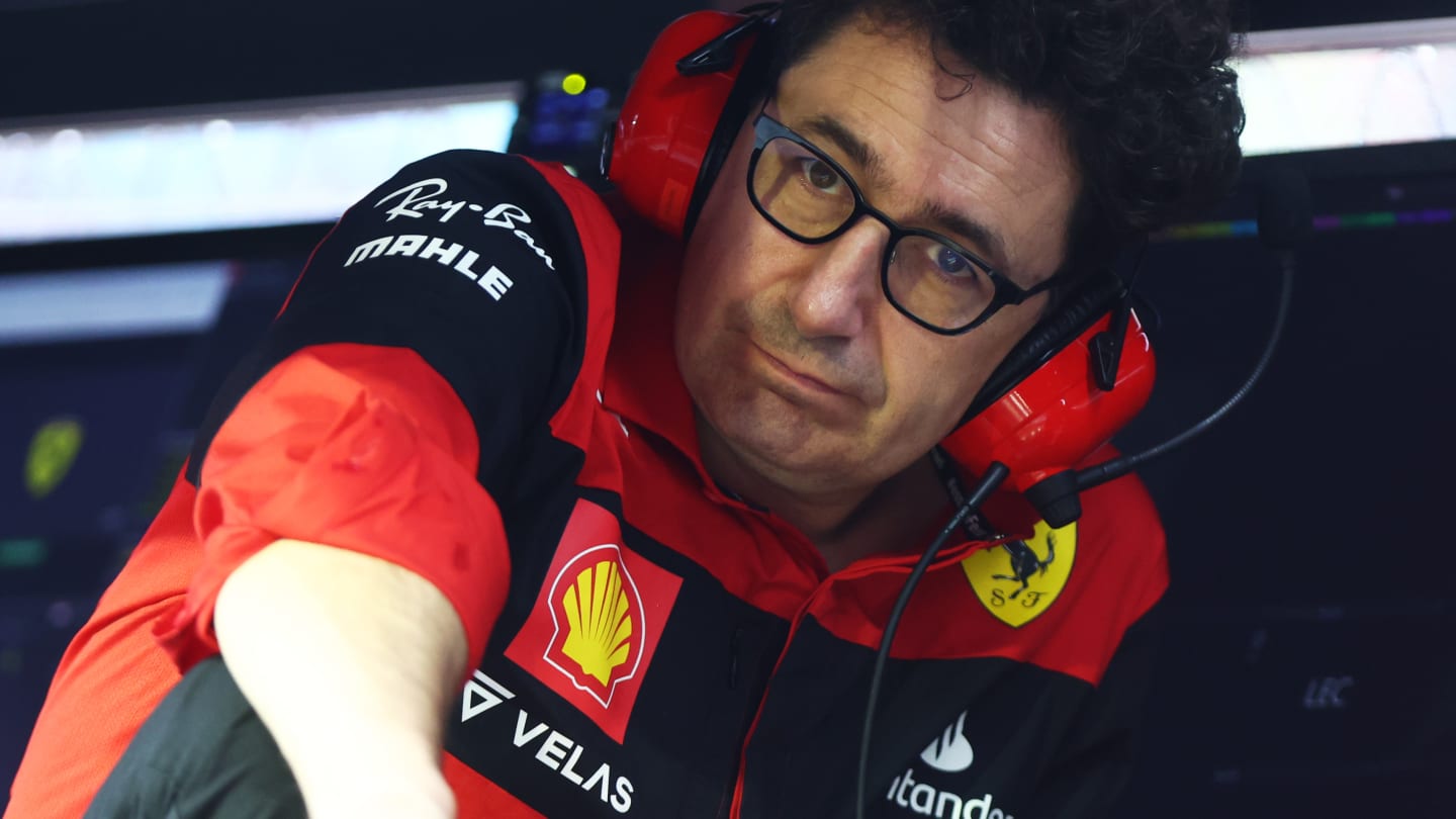 SINGAPORE, SINGAPORE - OCTOBER 01: Scuderia Ferrari Team Principal Mattia Binotto looks on in the