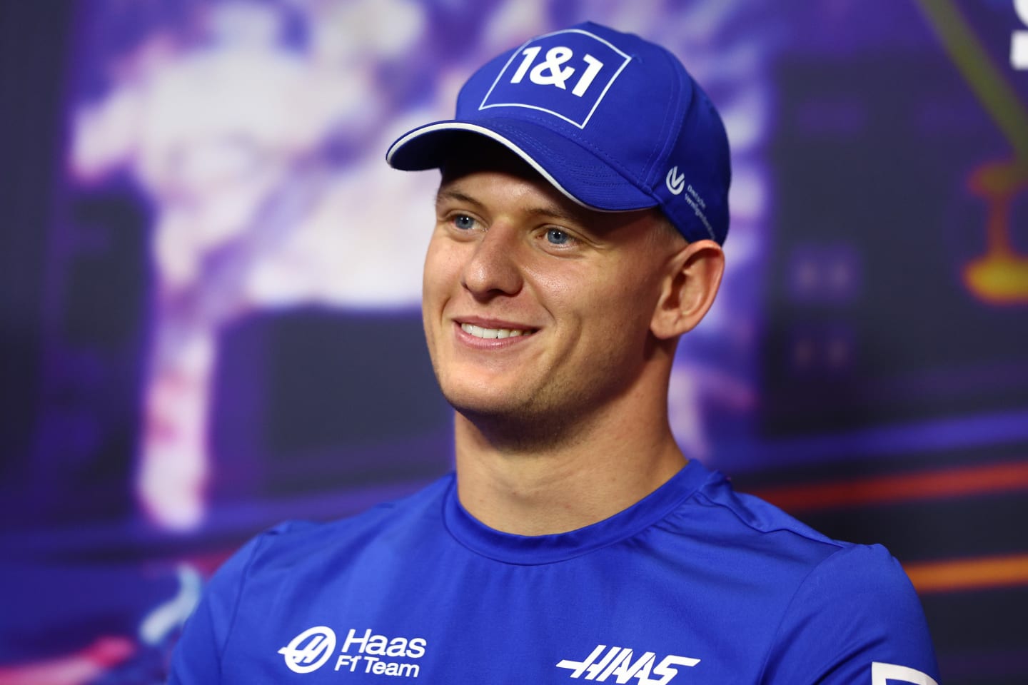 SINGAPORE, SINGAPORE - SEPTEMBER 29: Mick Schumacher of Germany and Haas F1 attends the Drivers Press Conference during previews ahead of the F1 Grand Prix of Singapore at Marina Bay Street Circuit on September 29, 2022 in Singapore, Singapore. (Photo by Clive Rose/Getty Images,)