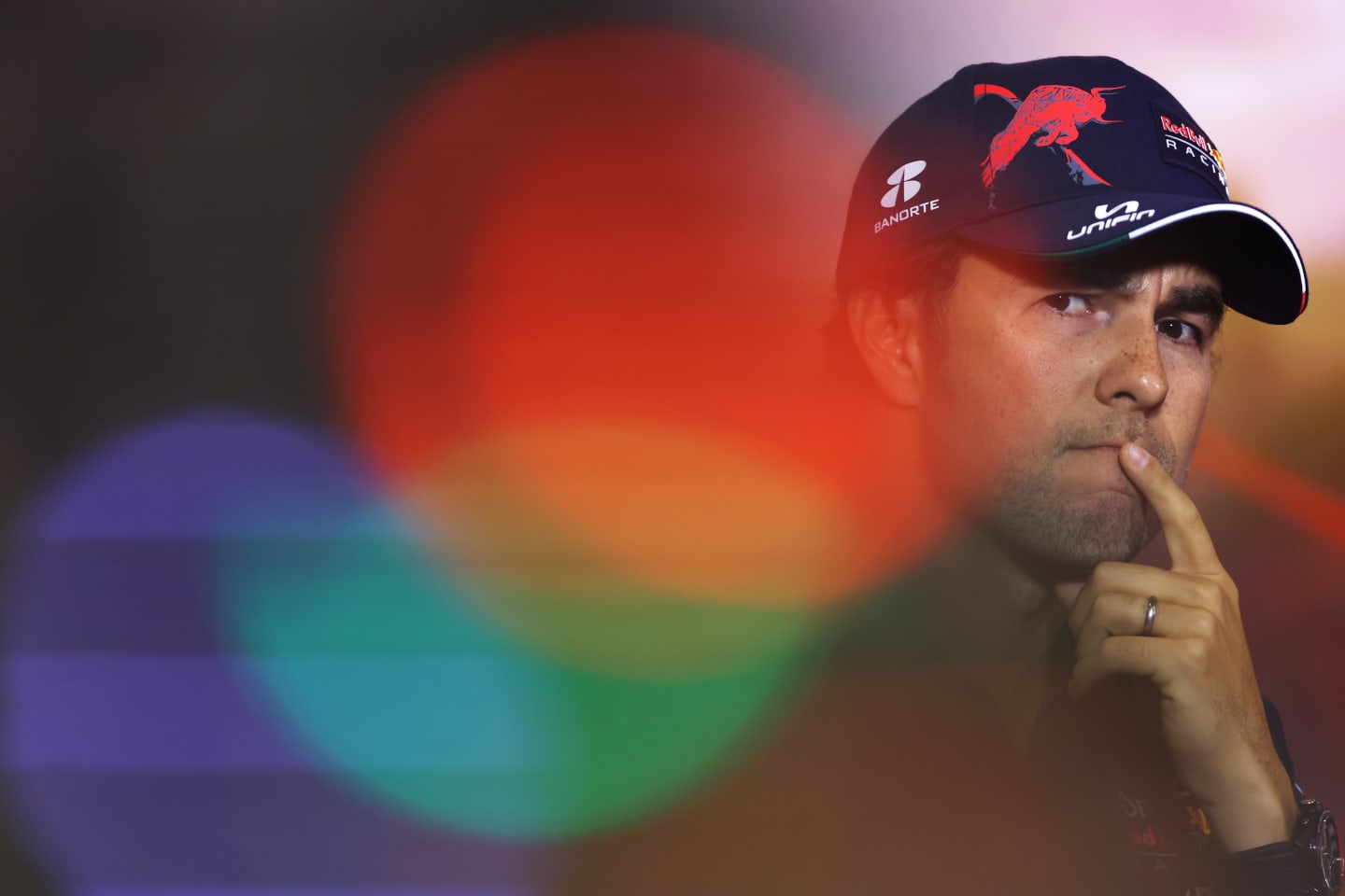BARCELONA, SPAIN - MAY 20: Sergio Perez of Mexico and Oracle Red Bull Racing looks on in the