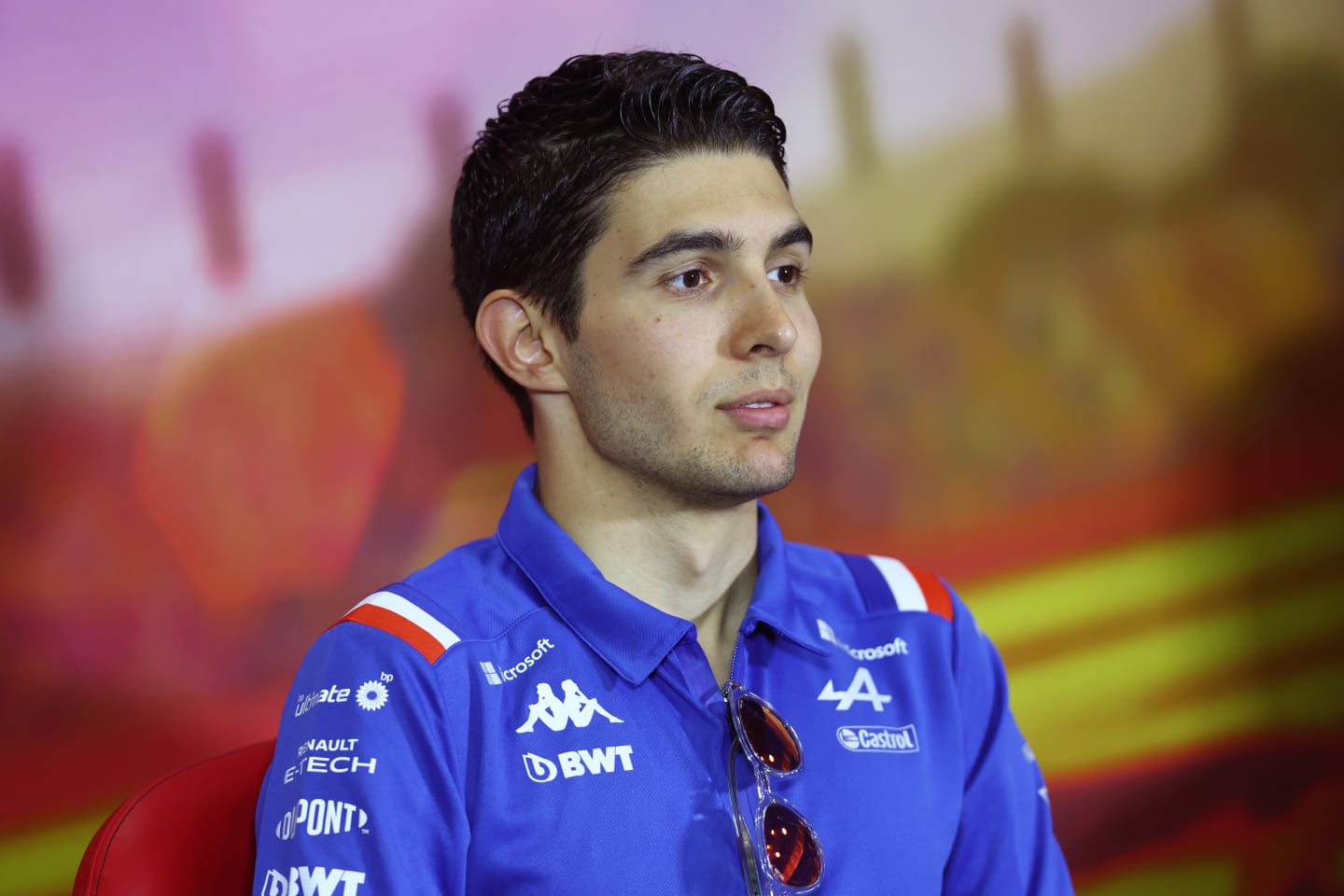 BARCELONA, SPAIN - MAY 20: Esteban Ocon of France and Alpine F1 looks on in the Drivers Press Conference prior to practice ahead of the F1 Grand Prix of Spain at Circuit de Barcelona-Catalunya on May 20, 2022 in Barcelona, Spain. (Photo by Lars Baron/Getty Images)