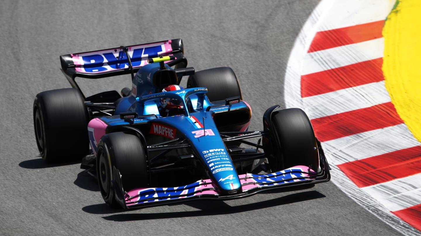 BARCELONA, SPAIN - MAY 20: Esteban Ocon of France driving the (31) Alpine F1 A522 Renault on track