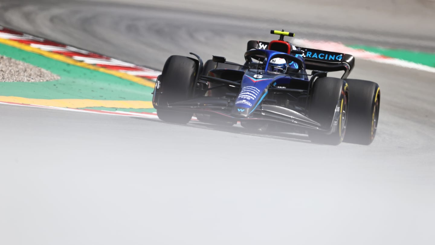 BARCELONA, SPAIN - MAY 20: Nicholas Latifi of Canada driving the (6) Williams FW44 Mercedes on track during practice ahead of the F1 Grand Prix of Spain at Circuit de Barcelona-Catalunya on May 20, 2022 in Barcelona, Spain. (Photo by Dan Istitene - Formula 1/Formula 1 via Getty Images)
