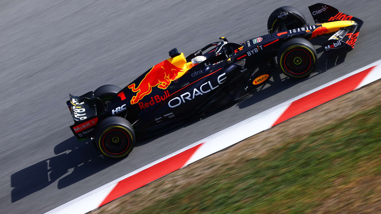 BARCELONA, SPAIN - MAY 20: Max Verstappen of the Netherlands driving the (1) Oracle Red Bull Racing
