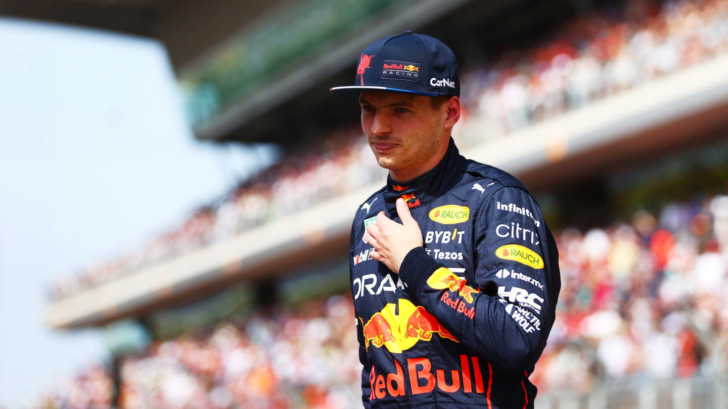 BARCELONA, SPAIN - MAY 21: Second placed qualifier Max Verstappen of the Netherlands and Oracle Red