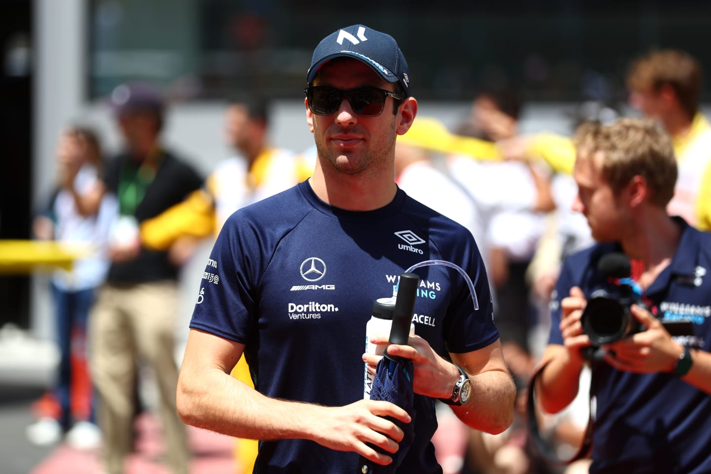 BARCELONA, SPAIN - MAY 22: Nicholas Latifi of Canada and Williams looks on from the drivers parade prior to the F1 Grand Prix of Spain at Circuit de Barcelona-Catalunya on May 22, 2022 in Barcelona, Spain. (Photo by Lars Baron/Getty Images)