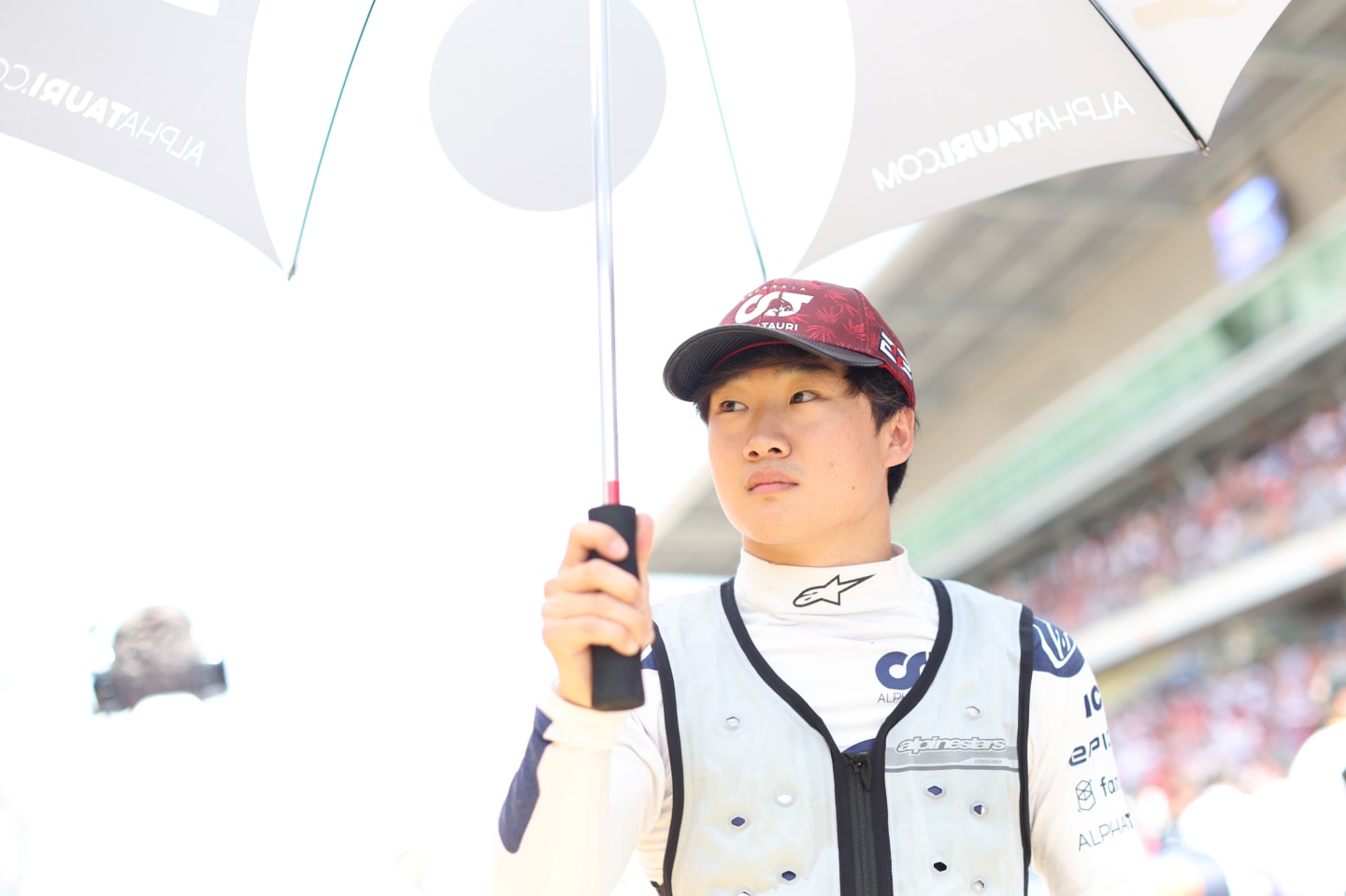 BARCELONA, SPAIN - MAY 22: Yuki Tsunoda of Japan and Scuderia AlphaTauri prepares to drive on the grid during the F1 Grand Prix of Spain at Circuit de Barcelona-Catalunya on May 22, 2022 in Barcelona, Spain. (Photo by Peter Fox/Getty Images)