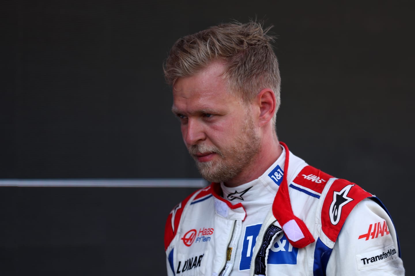 BARCELONA, SPAIN - MAY 22: 17th placed Kevin Magnussen of Denmark and Haas F1 walks in parc ferme during the F1 Grand Prix of Spain at Circuit de Barcelona-Catalunya on May 22, 2022 in Barcelona, Spain. (Photo by Bryn Lennon - Formula 1/Formula 1 via Getty Images)