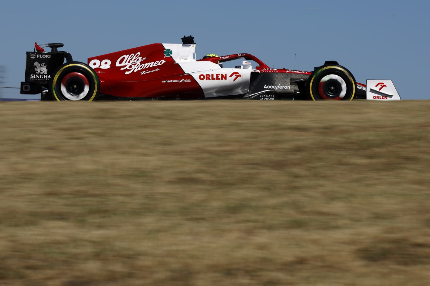 AUSTIN, TEXAS - OCTOBER 21: Theo Pourchaire of France driving the (98) Alfa Romeo F1 C42 Ferrari on track during practice ahead of the F1 Grand Prix of USA at Circuit of The Americas on October 21, 2022 in Austin, Texas. (Photo by Jared C. Tilton/Getty Images)