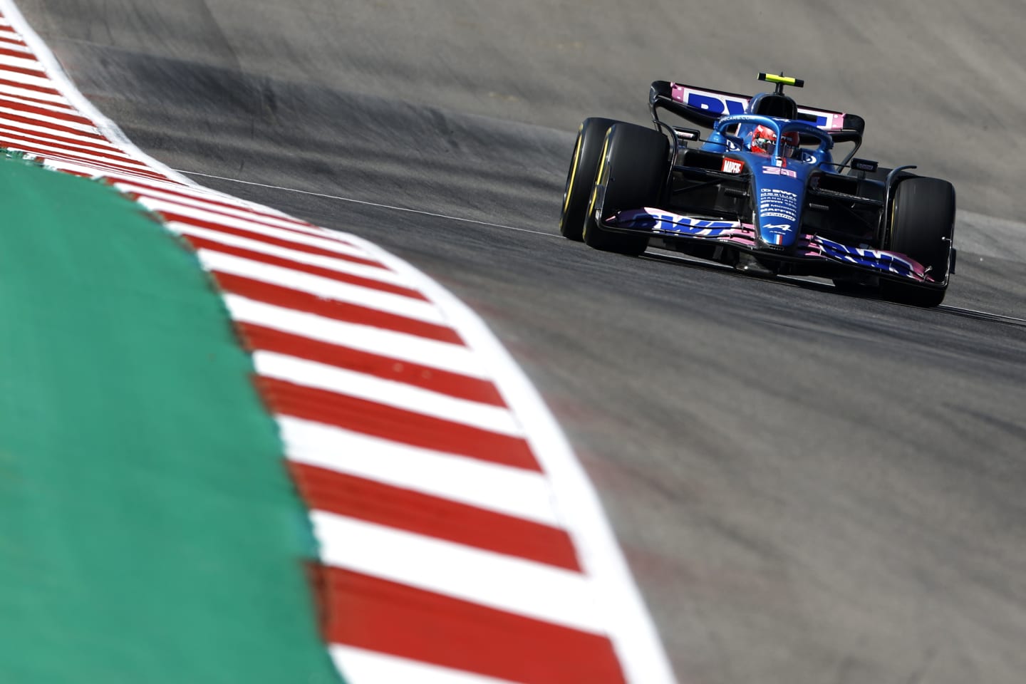 AUSTIN, TEXAS - OCTOBER 21: Esteban Ocon of France driving the (31) Alpine F1 A522 Renault on track during practice ahead of the F1 Grand Prix of USA at Circuit of The Americas on October 21, 2022 in Austin, Texas. (Photo by Chris Graythen/Getty Images)