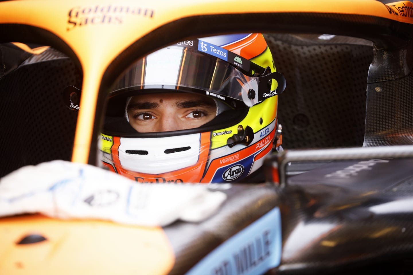 AUSTIN, TEXAS - OCTOBER 21: Alex Palou of Spain and McLaren prepares to drive in the garage during