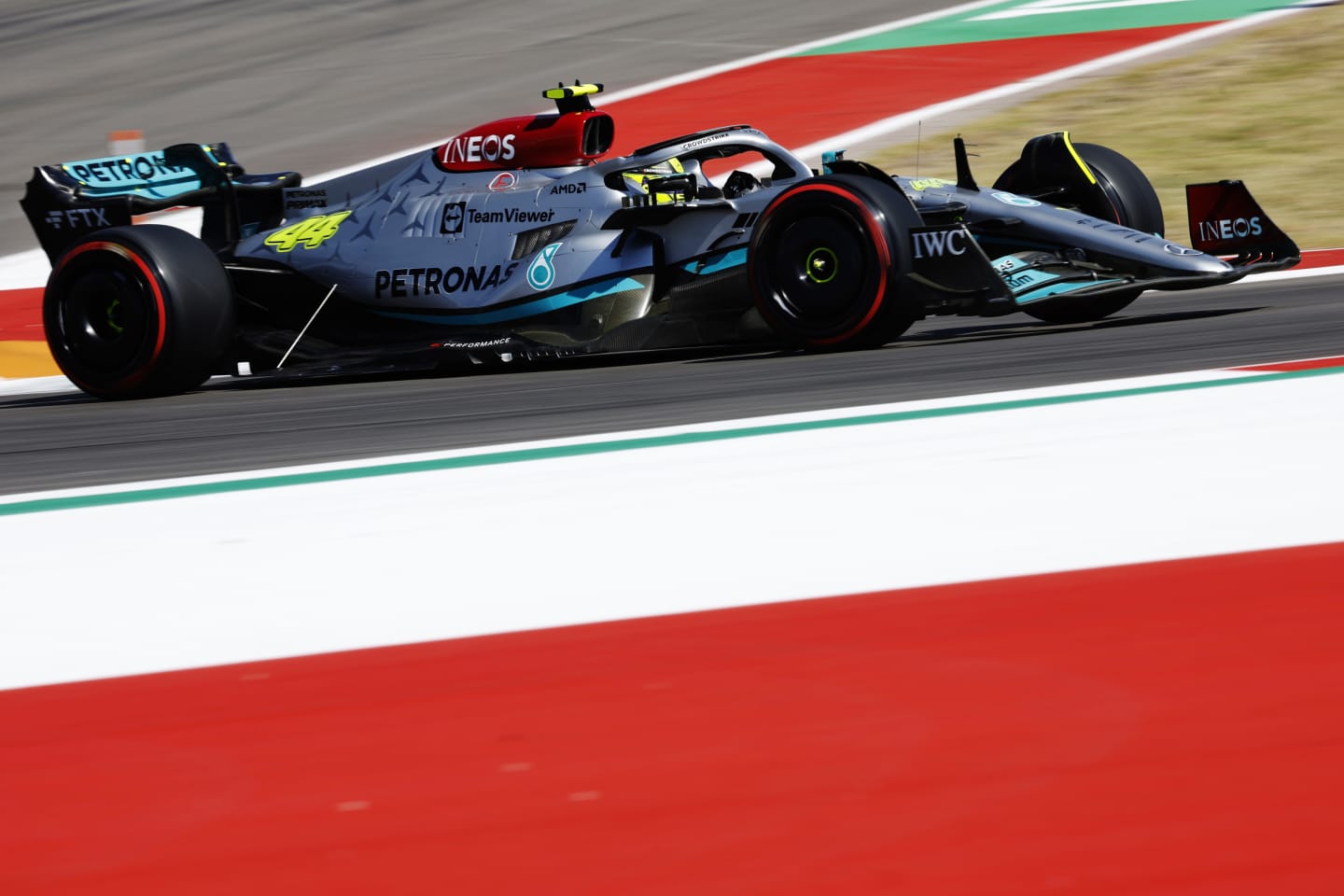 AUSTIN, TEXAS - OCTOBER 22: Lewis Hamilton of Great Britain driving the (44) Mercedes AMG Petronas