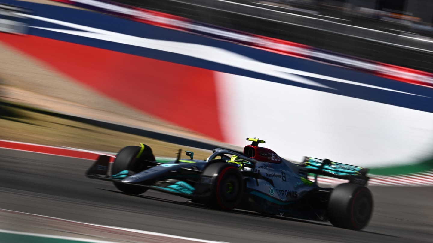 AUSTIN, TEXAS - OCTOBER 22: Lewis Hamilton of Great Britain driving the (44) Mercedes AMG Petronas