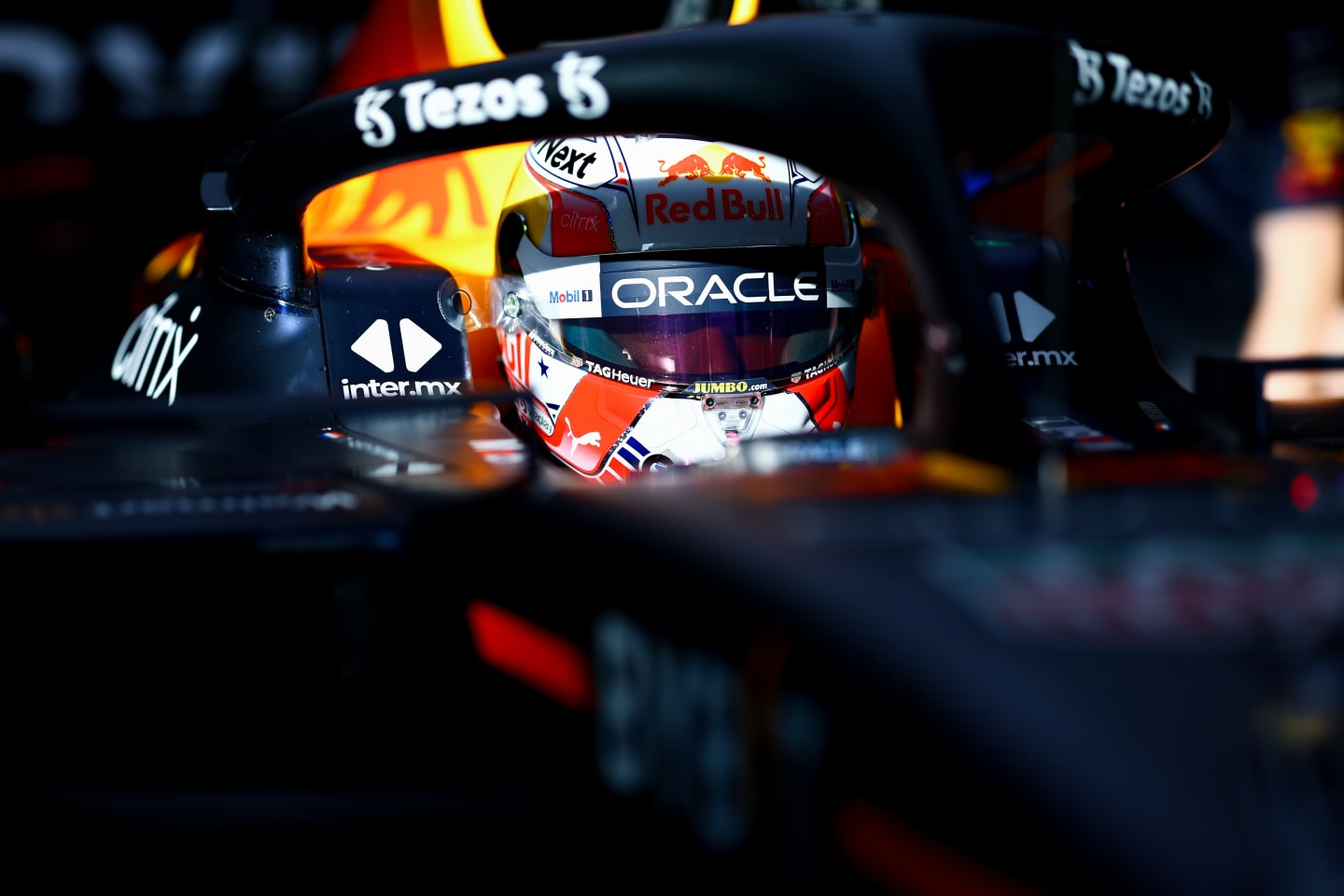 AUSTIN, TEXAS - OCTOBER 22: Max Verstappen of the Netherlands and Oracle Red Bull Racing prepares to drive in the garage during qualifying ahead of the F1 Grand Prix of USA at Circuit of The Americas on October 22, 2022 in Austin, Texas. (Photo by Mark Thompson/Getty Images )