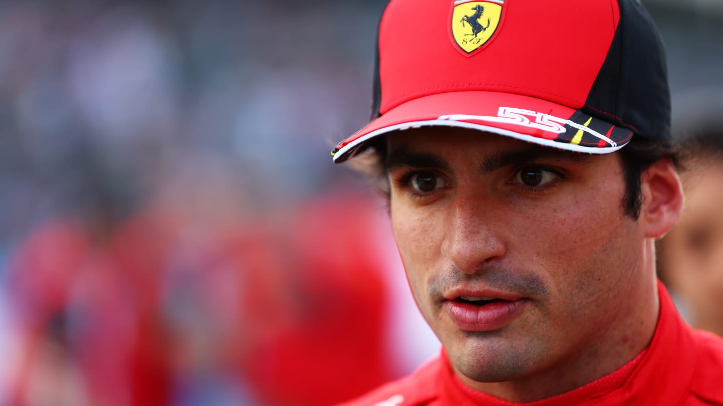AUSTIN, TEXAS - OCTOBER 22: Pole position qualifier Carlos Sainz of Spain and Ferrari celebrates in