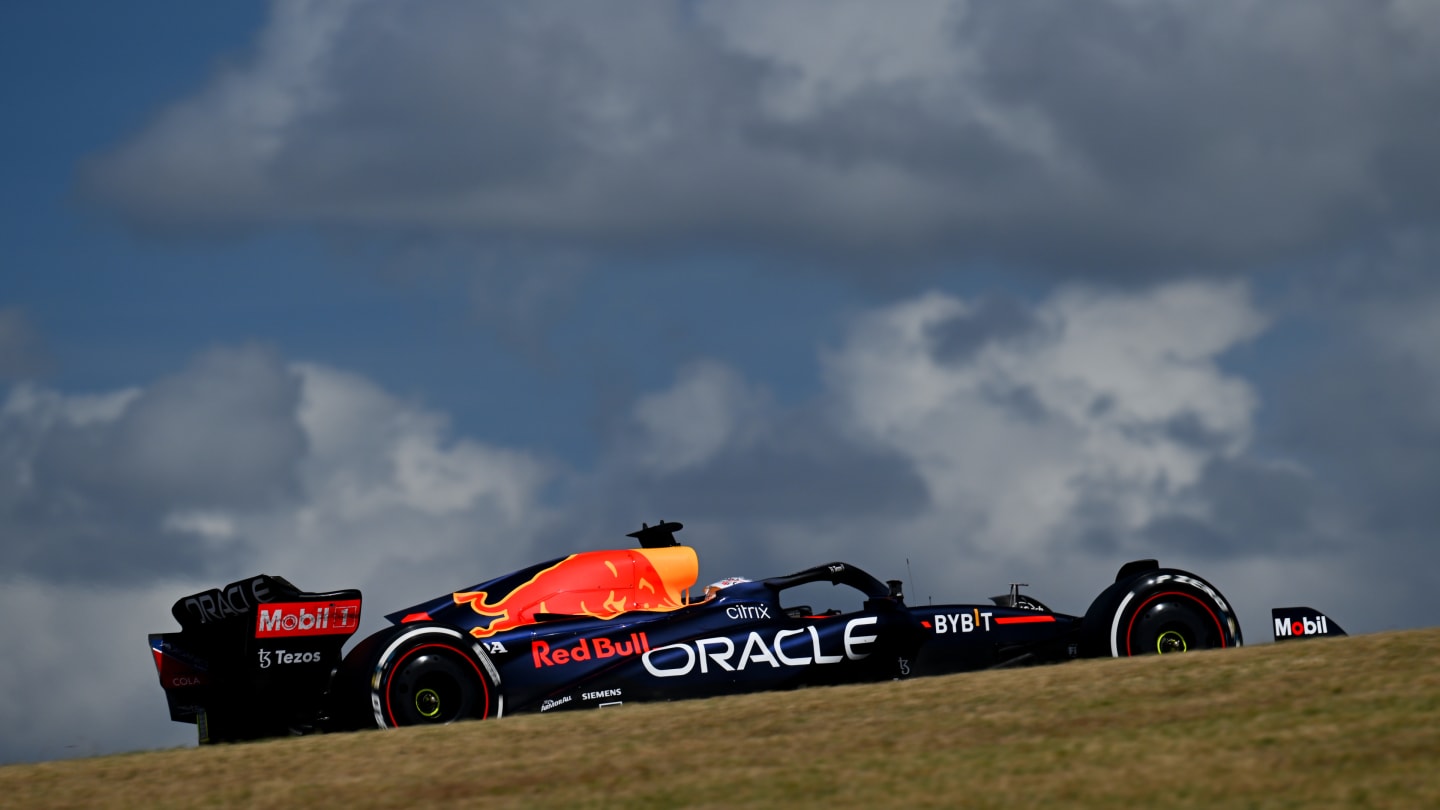 AUSTIN, TEXAS - OCTOBER 23: Max Verstappen of the Netherlands driving the (1) Oracle Red Bull