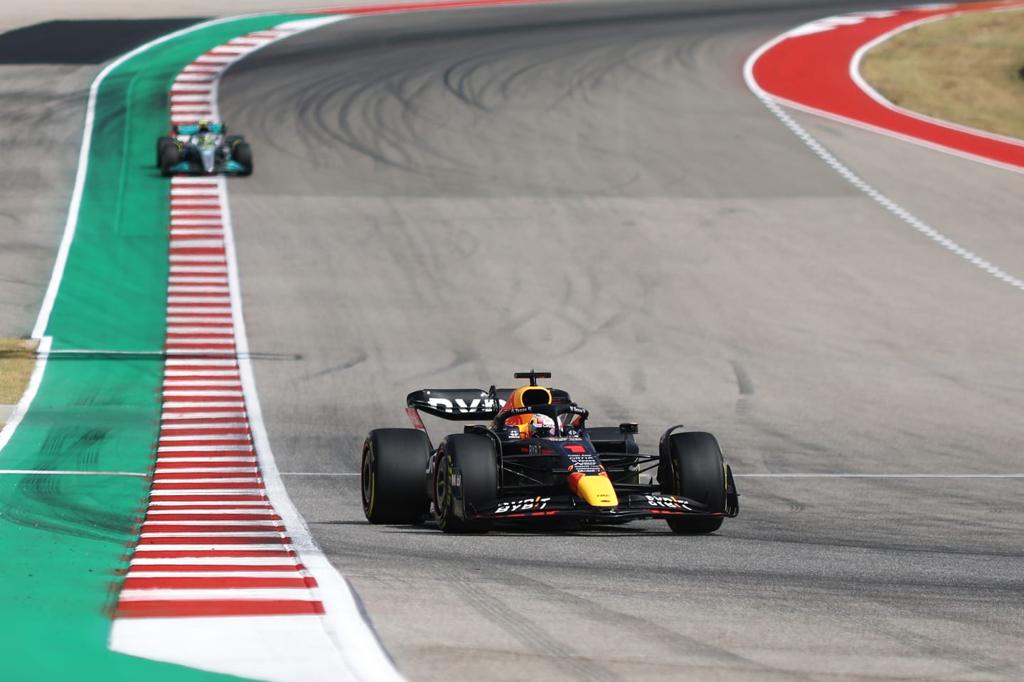 AUSTIN, TEXAS - OCTOBER 23: Max Verstappen of the Netherlands driving the (1) Oracle Red Bull