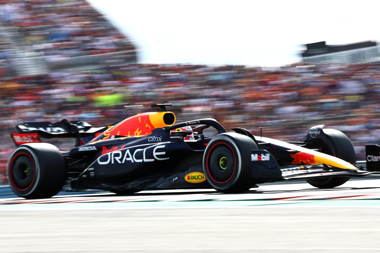 AUSTIN, TEXAS - OCTOBER 23: Max Verstappen of the Netherlands driving the (1) Oracle Red Bull