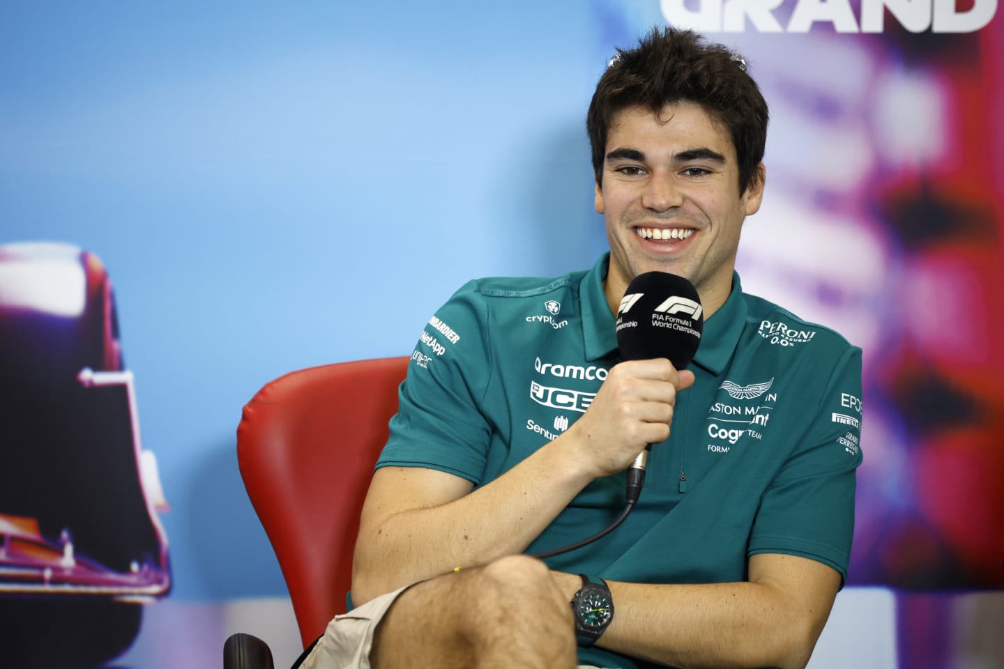 AUSTIN, TEXAS - OCTOBER 20: Lance Stroll of Canada and Aston Martin F1 Team attends the Drivers Press Conference during previews ahead of the F1 Grand Prix of USA at Circuit of The Americas on October 20, 2022 in Austin, Texas. (Photo by Jared C. Tilton/Getty Images)