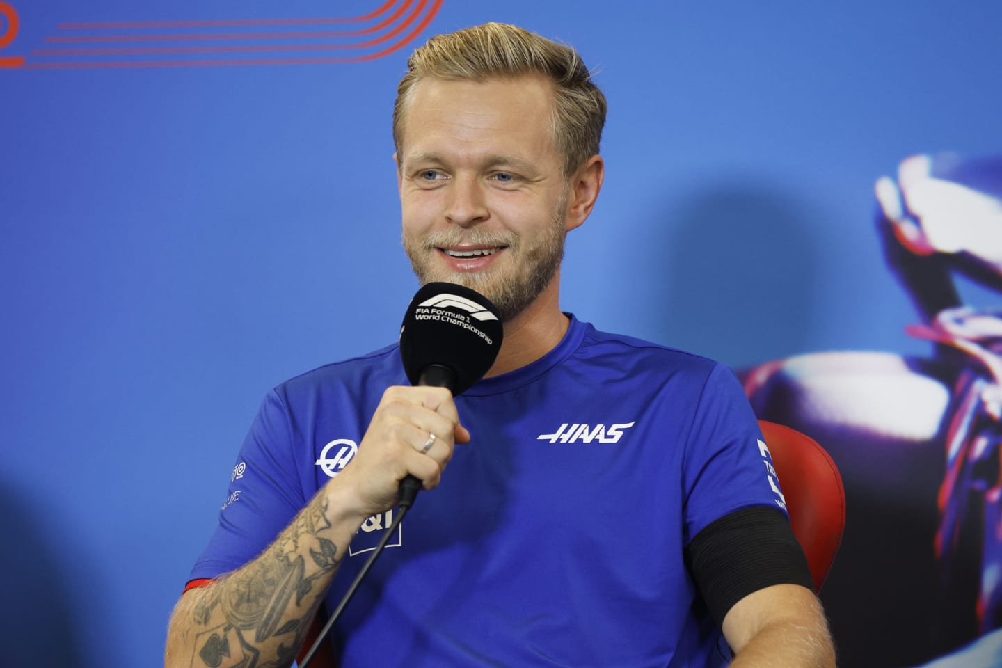 AUSTIN, TEXAS - OCTOBER 20: Kevin Magnussen of Denmark and Haas F1 attends the Drivers Press Conference during previews ahead of the F1 Grand Prix of USA at Circuit of The Americas on October 20, 2022 in Austin, Texas. (Photo by Jared C. Tilton/Getty Images)