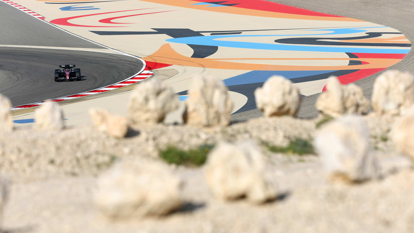 BAHRAIN, BAHRAIN - MARCH 03: Valtteri Bottas of Finland driving the (77) Alfa Romeo F1 C43 Ferrari on track  during practice ahead of the F1 Grand Prix of Bahrain at Bahrain International Circuit on March 03, 2023 in Bahrain, Bahrain. (Photo by Dan Istitene - Formula 1/Formula 1 via Getty Images)
