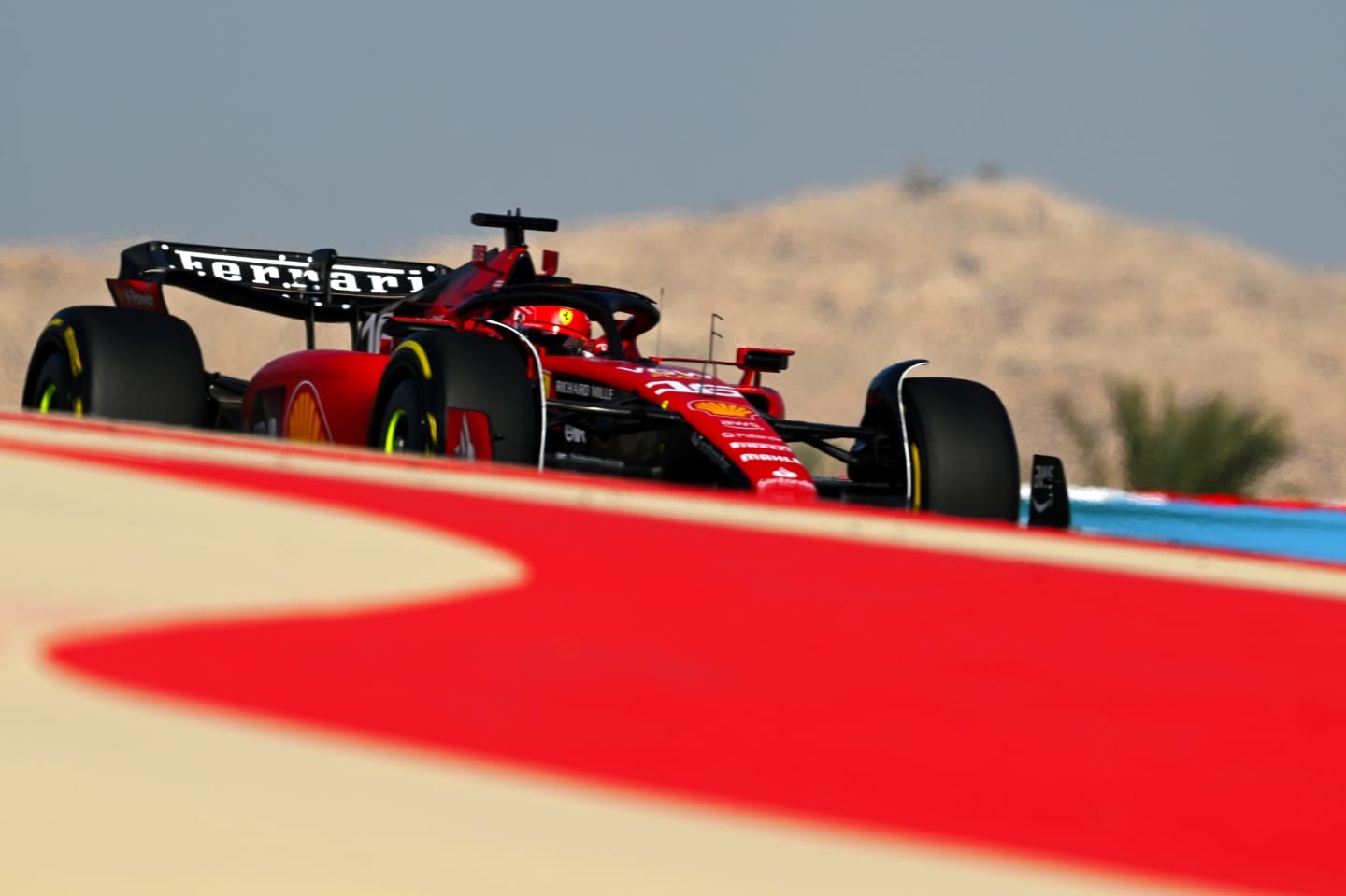 BAHRAIN, BAHRAIN - MARCH 03: Charles Leclerc of Monaco driving the (16) Ferrari SF-23 on track during practice ahead of the F1 Grand Prix of Bahrain at Bahrain International Circuit on March 03, 2023 in Bahrain, Bahrain. (Photo by Clive Mason/Getty Images)