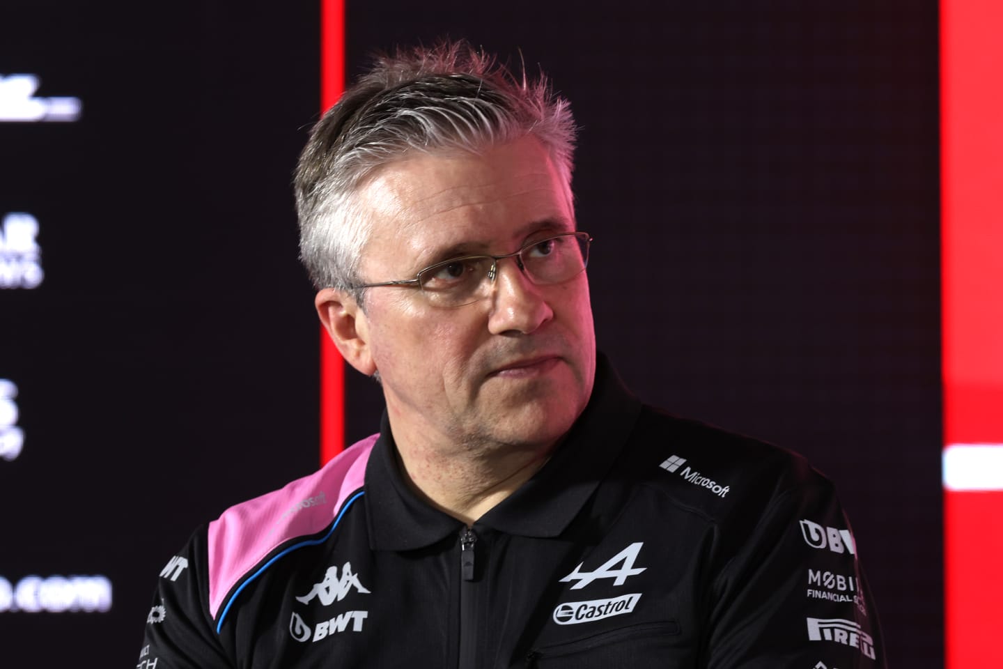 BAHRAIN, BAHRAIN - MARCH 03: Pat Fry, Chief Technical Officer of Alpine F1 attends the Team Principals Press Conference during practice ahead of the F1 Grand Prix of Bahrain at Bahrain International Circuit on March 03, 2023 in Bahrain, Bahrain. (Photo by Lars Baron/Getty Images)