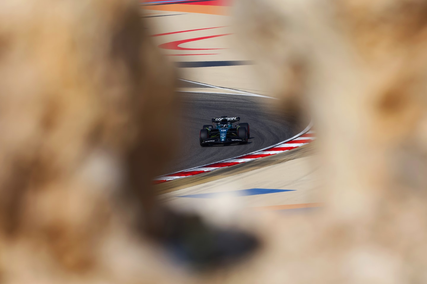 BAHRAIN, BAHRAIN - MARCH 04: Lance Stroll of Canada driving the (18) Aston Martin AMR23 Mercedes on track during final practice ahead of the F1 Grand Prix of Bahrain at Bahrain International Circuit on March 04, 2023 in Bahrain, Bahrain. (Photo by Dan Istitene - Formula 1/Formula 1 via Getty Images)