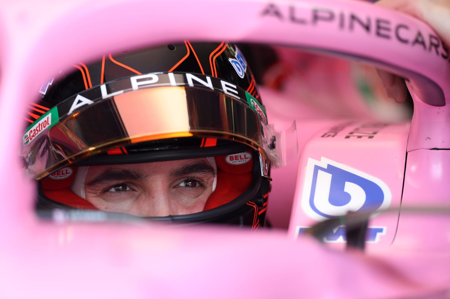 BAHRAIN, BAHRAIN - MARCH 04: Esteban Ocon of France and Alpine F1 prepares to drive in the garage