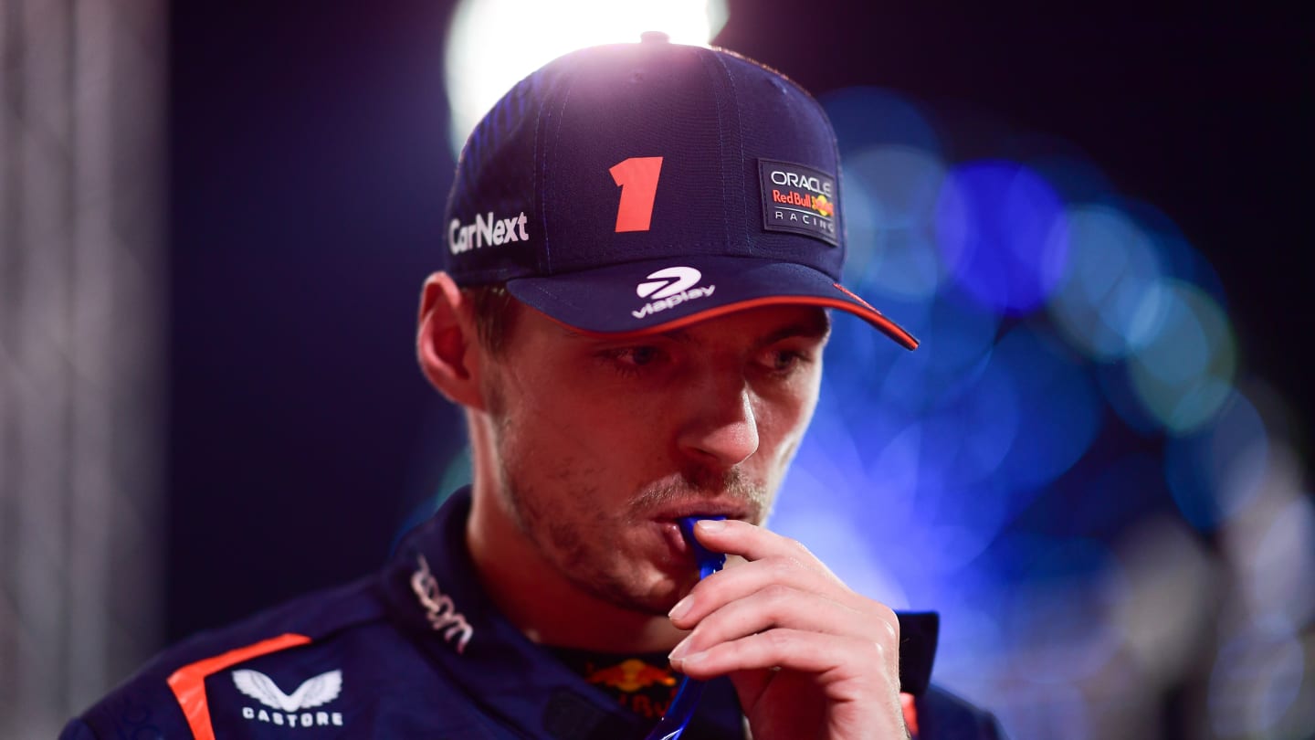 BAHRAIN, BAHRAIN - MARCH 04: Pole position qualifier Max Verstappen of the Netherlands and Oracle Red Bull Racing looks on in parc ferme during qualifying ahead of the F1 Grand Prix of Bahrain at Bahrain International Circuit on March 04, 2023 in Bahrain, Bahrain. (Photo by Mario Renzi - Formula 1/Formula 1 via Getty Images)