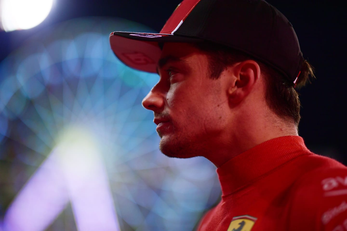 BAHRAIN, BAHRAIN - MARCH 04: Third placed qualifier Charles Leclerc of Monaco and Ferrari looks on