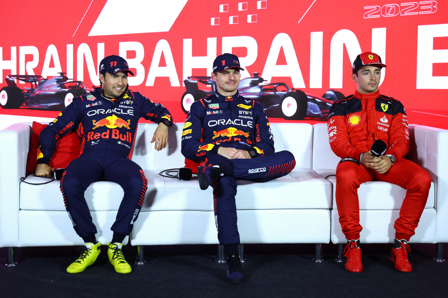 BAHRAIN, BAHRAIN - MARCH 04: Pole position qualifier Max Verstappen of the Netherlands and Oracle