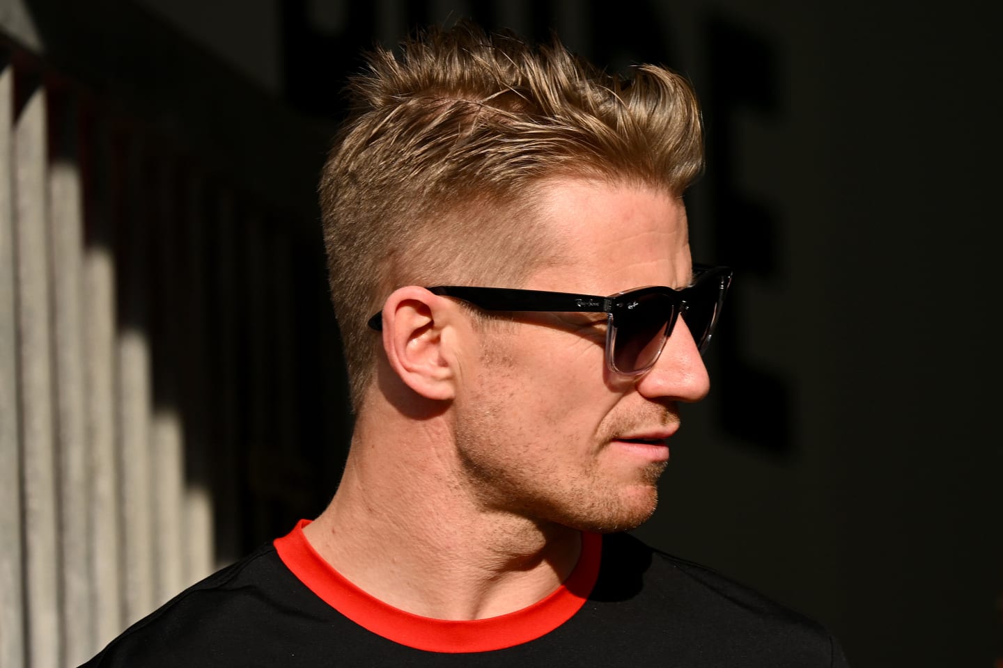 BAHRAIN, BAHRAIN - MARCH 05: Nico Hulkenberg of Germany and Haas F1 looks on prior to the F1 Grand Prix of Bahrain at Bahrain International Circuit on March 05, 2023 in Bahrain, Bahrain. (Photo by Clive Mason/Getty Images)