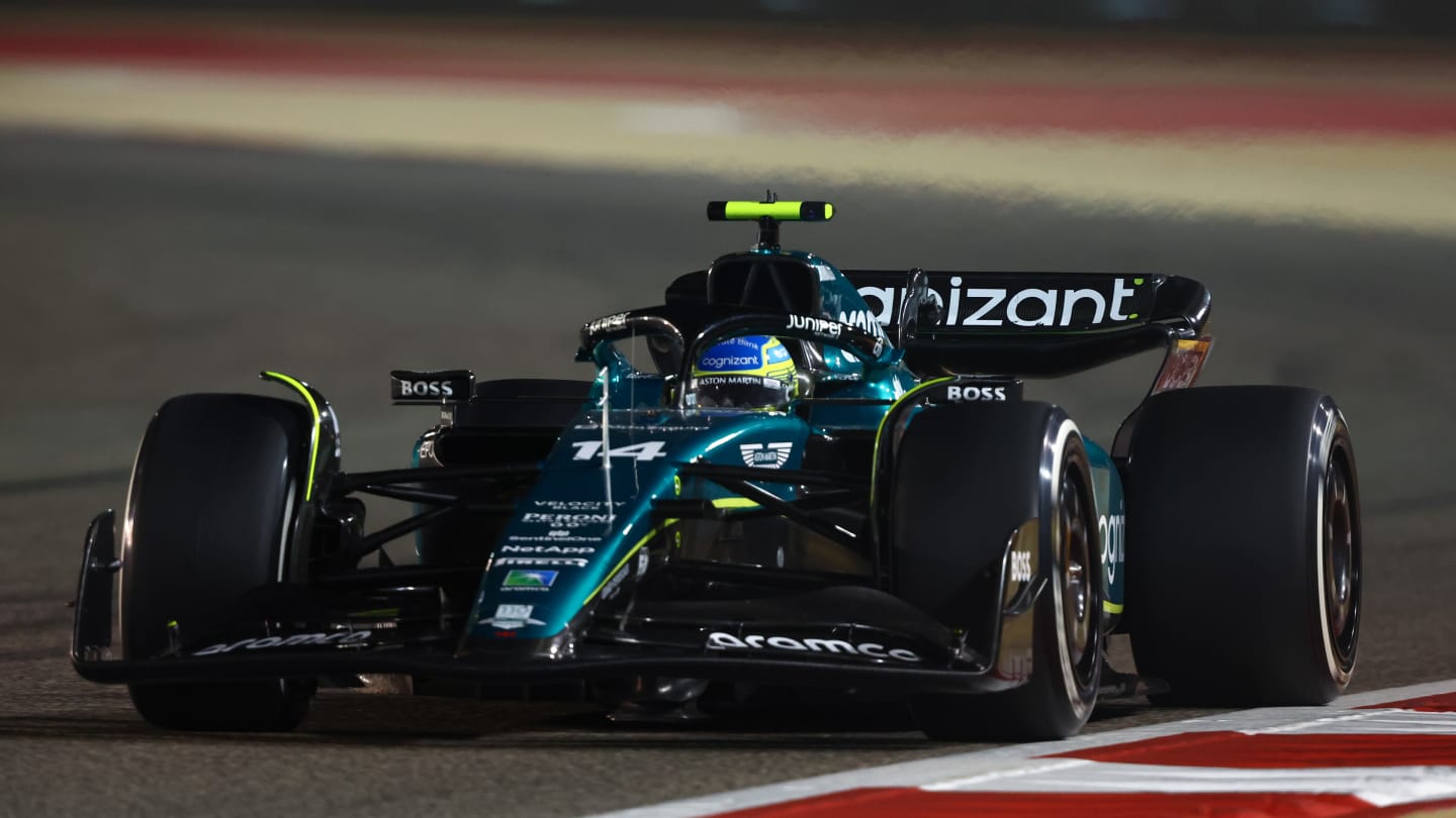 BAHRAIN, BAHRAIN - MARCH 05: Fernando Alonso of Spain driving the (14) Aston Martin AMR23 Mercedes