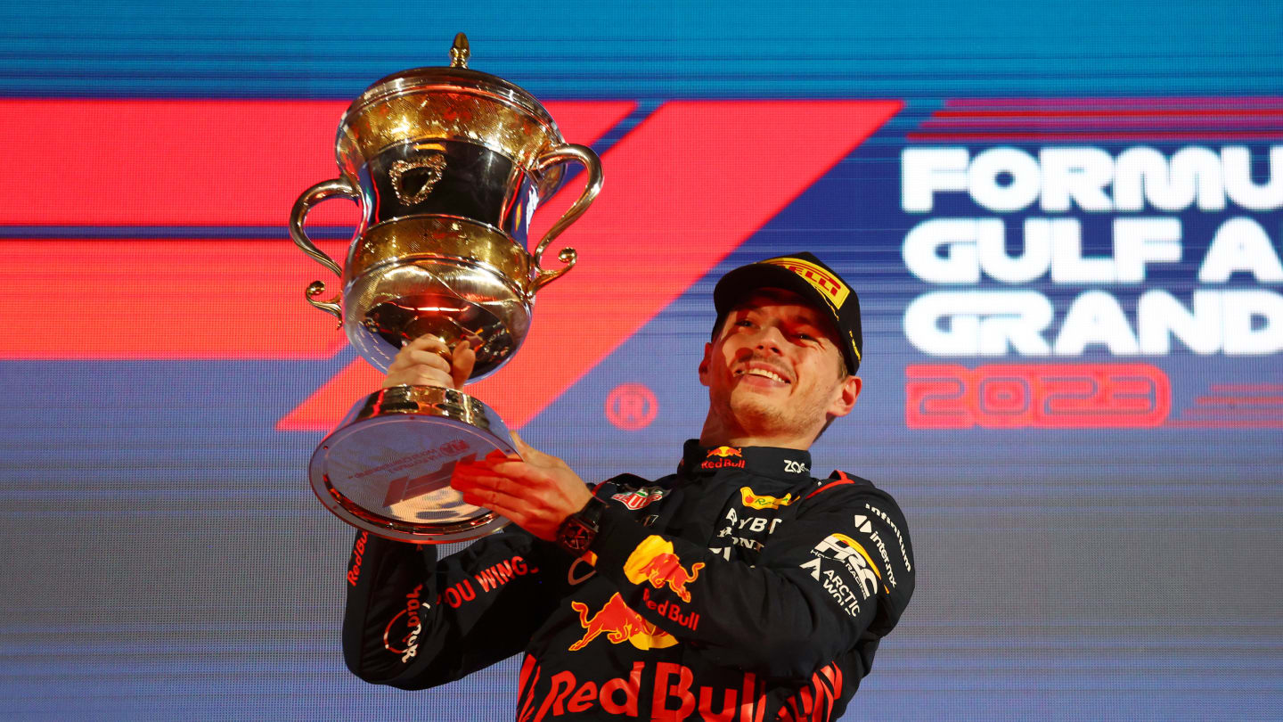 BAHRAIN, BAHRAIN - MARCH 05: Race winner Max Verstappen of the Netherlands and Oracle Red Bull