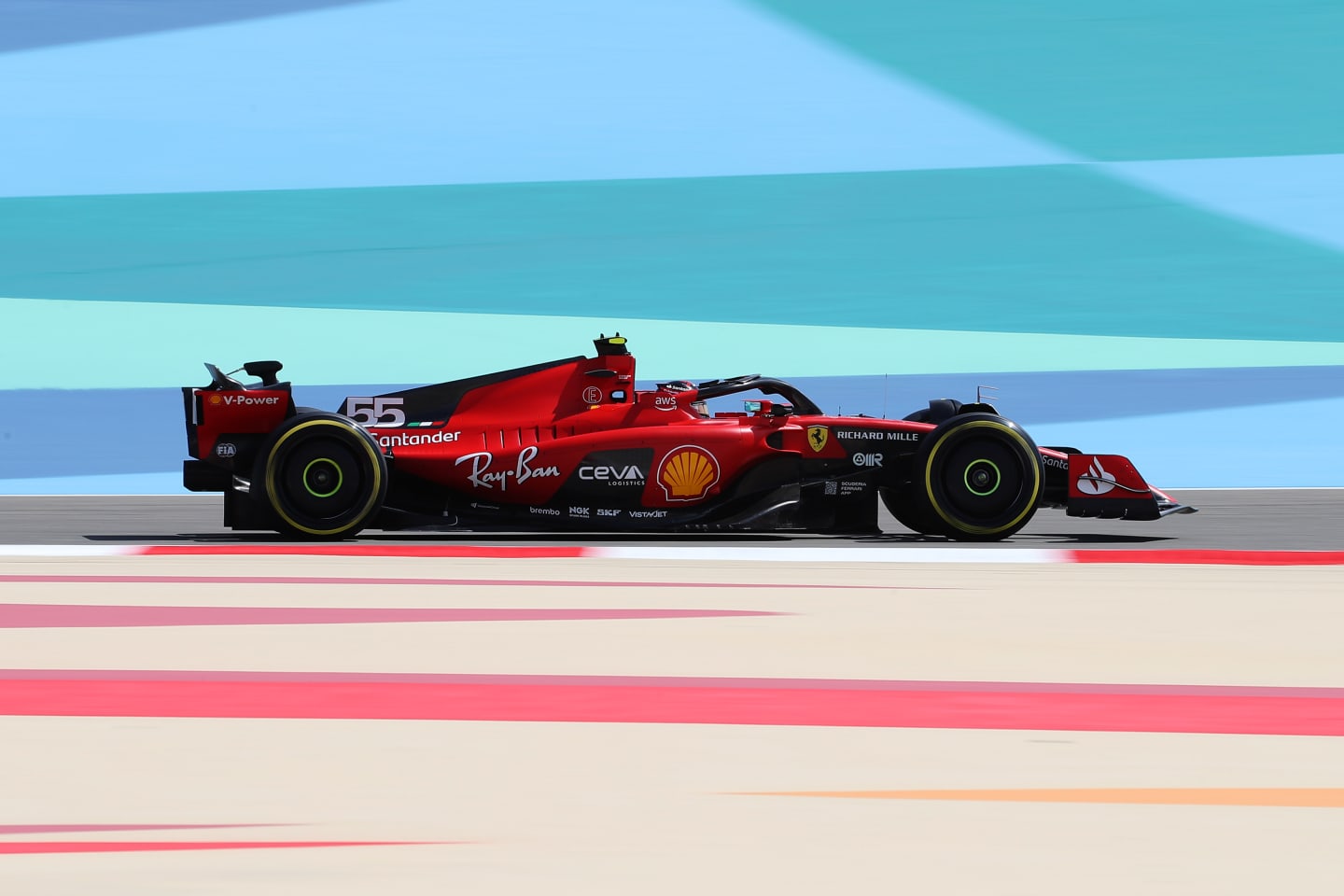 BAHRAIN, BAHRAIN - FEBRUARY 23: Carlos Sainz of Spain driving (55) the Ferrari SF-23 on track