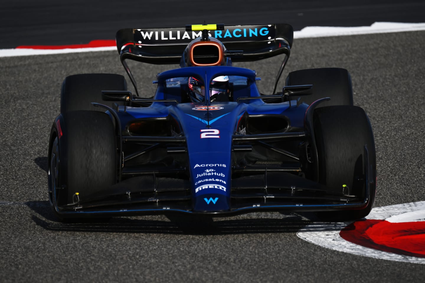 BAHRAIN, BAHRAIN - FEBRUARY 23: Logan Sargeant of United States driving the (2) Williams FW45 Mercedes on track during day one of F1 Testing at Bahrain International Circuit on February 23, 2023 in Bahrain, Bahrain. 