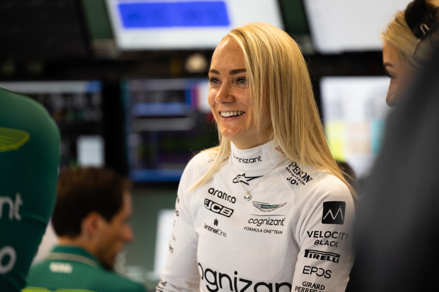Hawkins made her F1 test debut with Aston Martin, driving the 2021-spec car at Budapest 