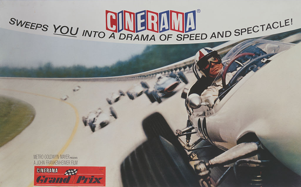 A British poster for John Frankenheimer's 1966 motor racing film 'Grand Prix', starring James