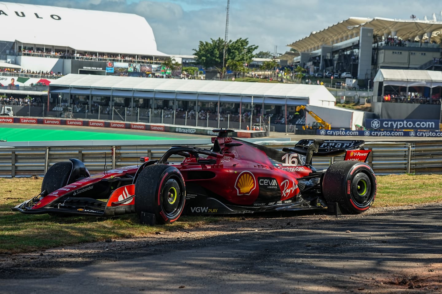 SAO PAULO, BRAZIL - NOVEMBER 5: Car of Charles Leclerc of Ferrari, during the Grand Prix Sao Paulo