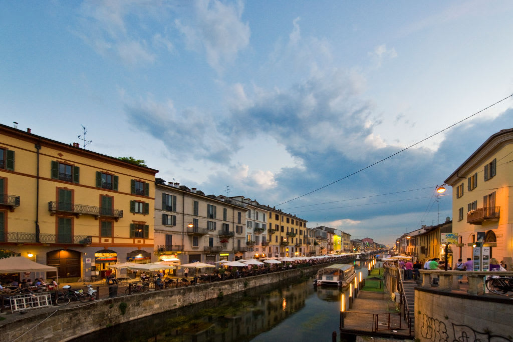 Landscape. Movida Navigli. Milan. Italy. (Photo by: Giovanni Mereghetti/UCG/Universal Images Group