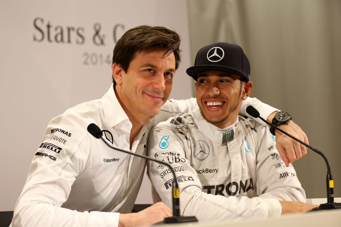 Stars & Cars, Stuttgart, 29.11.2014 Pressekonferenz Christian "Toto" Wolff Lewis Hamilton (Photo by