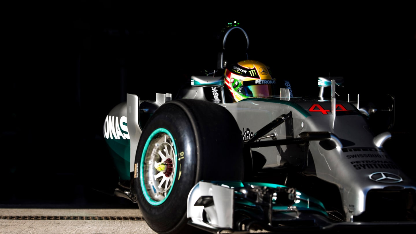 JEREZ DE LA FRONTERA, SPAIN - JANUARY 31:  Lewis Hamilton of Great Britain and Mercedes GP drives