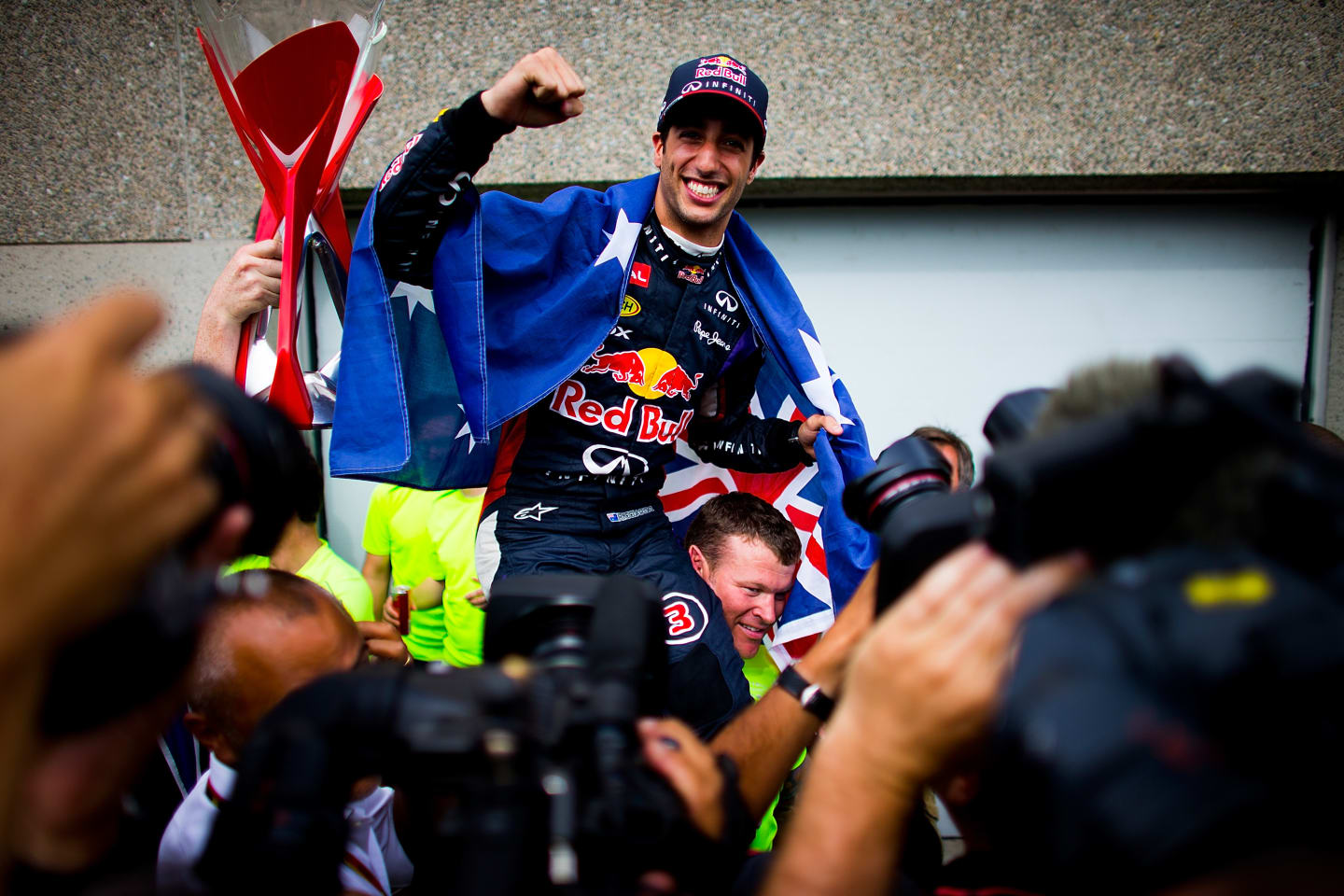 MONTREAL, QC - JUNE 08:  Daniel Ricciardo of Australia and Infiniti Red Bull Racing celebrates with