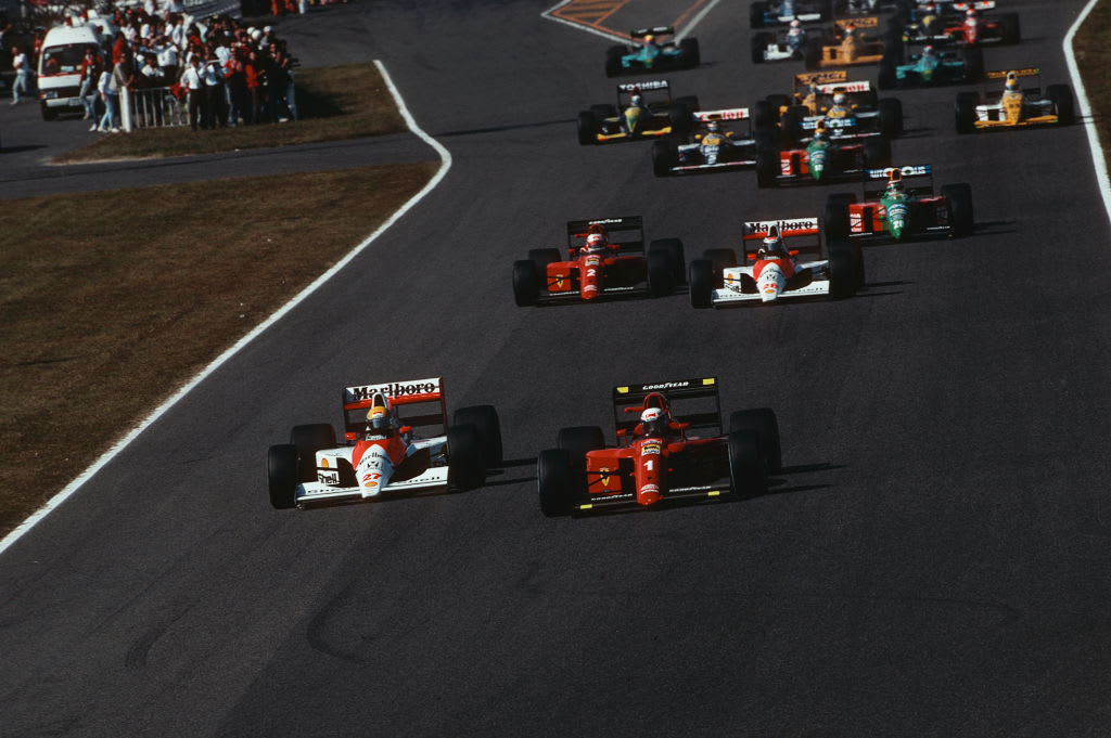 Ayrton Senna, Alain Prost, McLaren-Honda MP4/5B, Ferrari 641, Grand Prix of Japan, Suzuka, 21